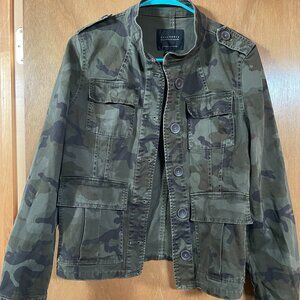 Used Green Womens Army Jacket Button Down Front No Hood Small
